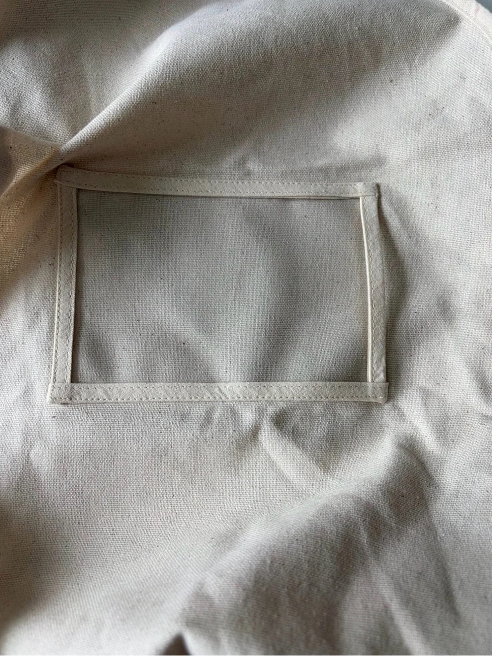 Cult Gaia Canvas Garment Cover in Beige with Red Logo 50”x 24”